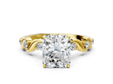 Yellow gold Radiant Solitaire Twisted Band with Prong Setting