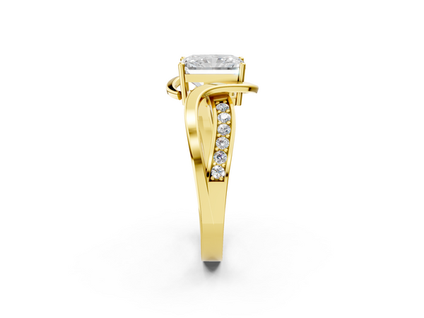 Yellow gold Radiant Solitaire Twisted Band with Prong Setting