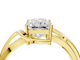 Yellow gold Radiant Solitaire Twisted Band with Prong Setting_23