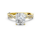 Yellow gold Radiant Solitaire Twisted Pave Band with Four-Prong Setting_17