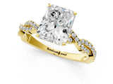 Yellow gold Radiant Solitaire Twisted Pave Band with Four-Prong Setting_18