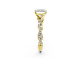 Yellow gold Radiant Solitaire Twisted Pave Band with Four-Prong Setting_19