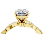 Yellow gold Radiant Solitaire Twisted Pave Band with Four-Prong Setting_21