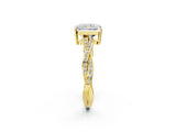 Yellow gold Radiant Solitaire Twisted Pave Diamond Ring with Four-Prong Setting_26