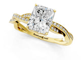 Yellow gold Radiant Solitaire Twisted Pave Diamond Ring with Four-Prong Setting_81