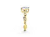 Yellow gold Radiant Solitaire Twisted Pave Diamond Ring with Four-Prong Setting_82