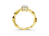 Yellow gold Radiant Solitaire Twisted Pave Diamond Ring with Four-Prong Setting_83