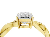 Yellow gold Radiant Solitaire Twisted Pave Diamond Ring with Four-Prong Setting_84