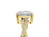 Yellow gold Radiant Solitaire Twisted Pave Diamond Ring with Four-Prong Setting_85