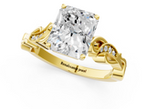 Yellow gold Radiant Solitaire Vine Band with Milgrain Prong Setting_10