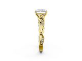 Yellow gold Radiant Solitaire Vine Band with Milgrain Prong Setting_11