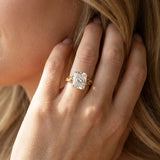 Yellow gold Radiant Solitaire Vine Band with Milgrain Prong Setting_28