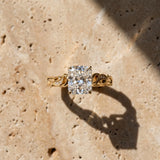 Yellow gold Radiant Solitaire Vine Band with Milgrain Prong Setting_29