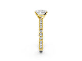 Yellow gold Radiant Solitaire with Pavé Band and Four-Prong Setting_320