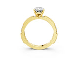 Yellow gold Radiant Solitaire with Pavé Band and Four-Prong Setting_321