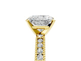 Yellow gold Radiant Solitaire with Pavé Band and Four-Prong Setting_323