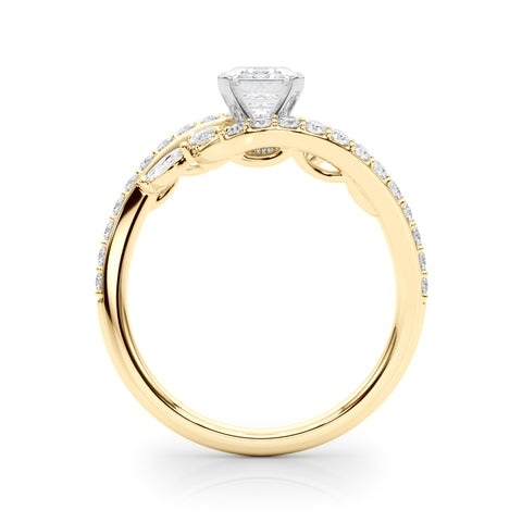 Yellow gold Radiant Solitaire with Pavé Twist Band and Four-Prong Setting 1