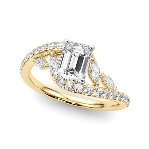 Yellow gold Radiant Solitaire with Pavé Twist Band and Four-Prong Setting 2