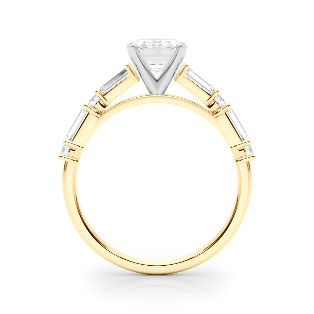 Yellow gold Radiant Solitaire with Side Baguettes and Channel Set Band 1