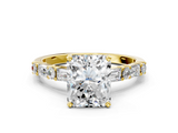 Yellow gold Radiant Solitaire with Side Baguettes and Channel Set Band_76