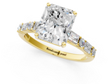 Yellow gold Radiant Solitaire with Side Baguettes and Channel Set Band_77
