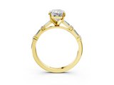 Yellow gold Radiant Solitaire with Side Baguettes and Channel Set Band_79