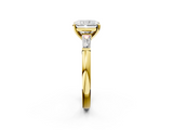 Yellow gold Radiant Solitaire with Tapered Baguette Side Stones on a Classic Band with Four-Prong Setting_136