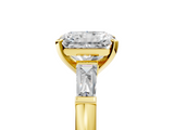 Yellow gold Radiant Solitaire with Tapered Baguette Side Stones on a Classic Band with Four-Prong Setting_139