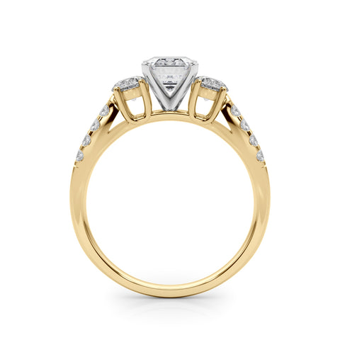 Yellow gold Radiant Three-Stone Diamond Ring with Pavé Split Shank and Four-Prong Setting 1