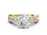 Yellow gold Radiant Three-Stone Diamond Ring with Pavé Split Shank and Four-Prong Setting_101