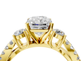 Yellow gold Radiant Three-Stone Diamond Ring with Pavé Split Shank and Four-Prong Setting_105