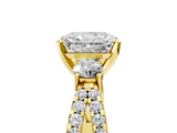 Yellow gold Radiant Three-Stone Diamond Ring with Pavé Split Shank and Four-Prong Setting_106
