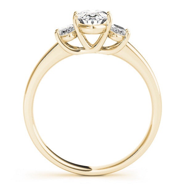 Yellow gold Radiant Three-Stone Diamond Ring with Prong Setting on a Classic Band