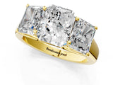 Yellow gold Radiant Three-Stone Diamond Ring with Prong Setting on a Classic Band_16