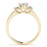 14K Yellow Gold 3.68 Carat F VS1 Oval Three-Stone Diamond Ring with Prong Setting on a Classic Band