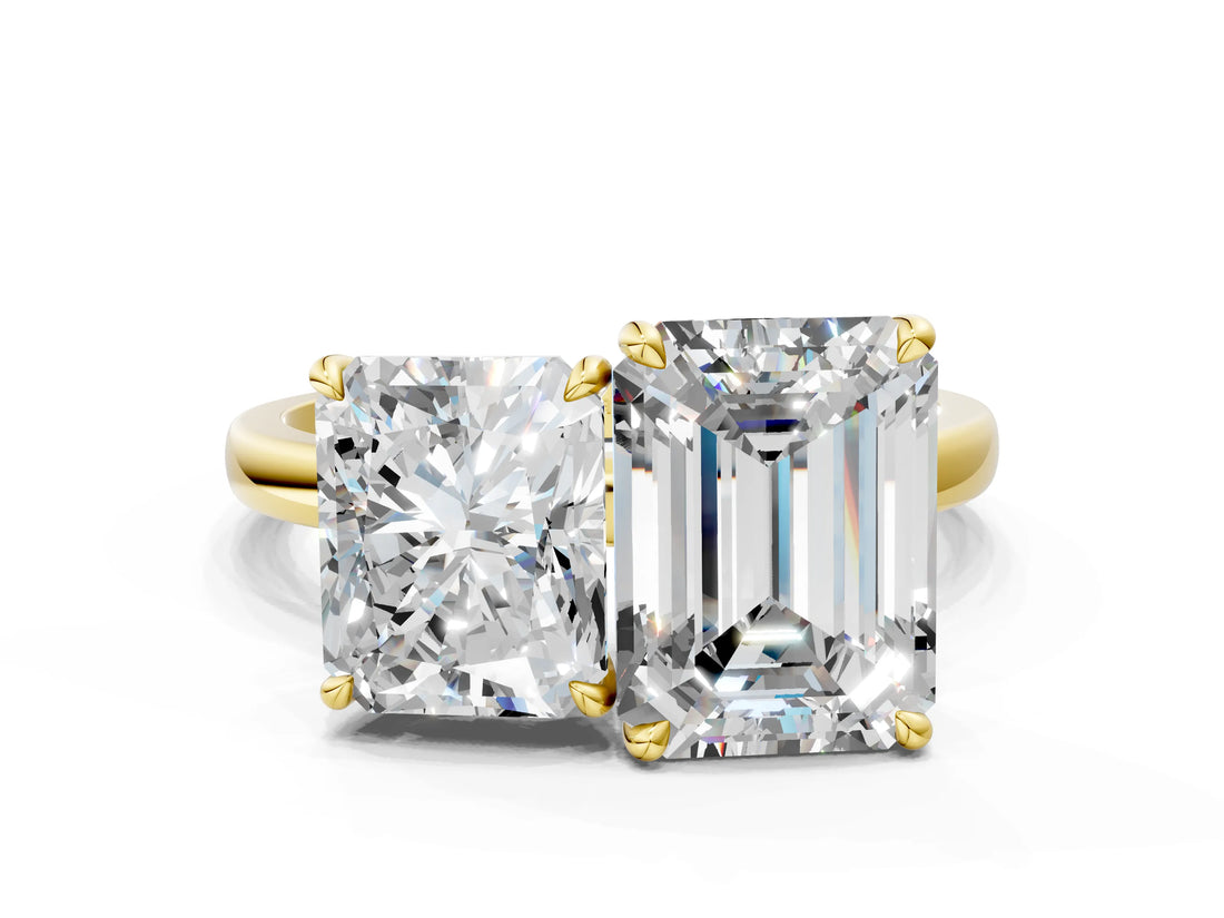Yellow gold Radiant and Emerald Cut Toi Moi Ring with Prong Setting_50