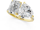 Yellow gold Radiant and Heart Toi Moi Ring with Prong Setting and Micro Pave Band 1