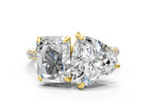 Yellow gold Radiant and Heart Toi Moi Ring with Prong Setting and Micro Pave Band