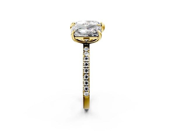 Yellow Gold Radiant Cut and Heart Laboratory-Grown Diamond Toi et Moi Engagement Ring with Pave Band