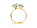 Yellow gold Radiant and Heart Toi Moi Ring with Prong Setting and Pave Band 3