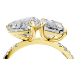 Yellow gold Radiant and Heart Toi Moi Ring with Prong Setting and Pave Band 4