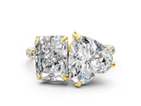 Yellow gold Radiant and Heart Toi Moi Ring with Prong Setting and Pave Band