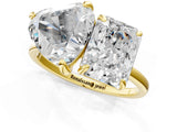 Yellow gold Radiant and Heart Toi Moi Ring with Prong Setting and Plain Band 1
