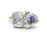 Yellow gold Radiant and Heart Toi Moi Ring with Prong Setting and Plain Band