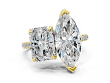 Yellow gold Radiant and Marquise Toi Moi Ring with Prong Setting and Micro Pave Band