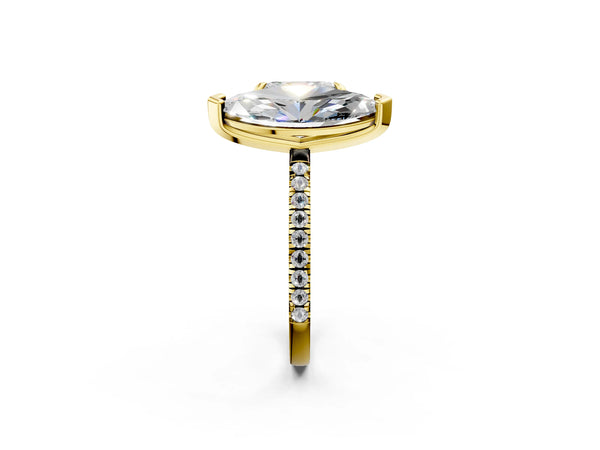 Yellow gold Radiant and Marquise Toi Moi Ring with Prong Setting and Pave Band