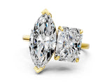 Yellow gold Radiant and Marquise Toi Moi Ring with Prong Setting and Plain Band 1