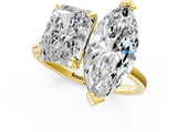 Yellow gold Radiant and Marquise Toi Moi Ring with Prong Setting and Plain Band 2