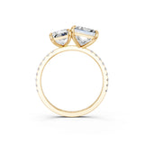 Yellow gold Radiant and Princess Toi Moi Ring with Prong Setting and Micro Pave Band 3