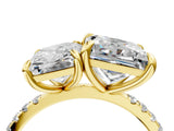 Yellow gold Radiant and Princess Toi Moi Ring with Prong Setting and Pave Band 4